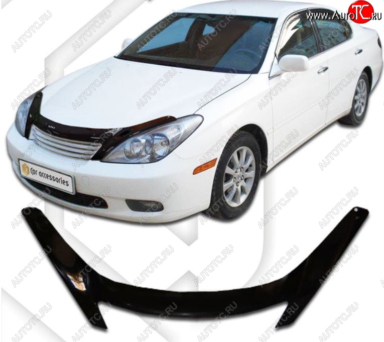 2 199 р. Дефлектор капота CA-Plastiс exclusive Lexus ES300 XV30 дорестайлинг (2001-2003) (Classic черный, Без надписи)  с доставкой в г. Королёв