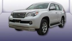 Двойная защита переднего бампера из труб диаметрами по 57 мм Slitkoff Lexus GX460 J150 дорестайлинг (2009-2013)