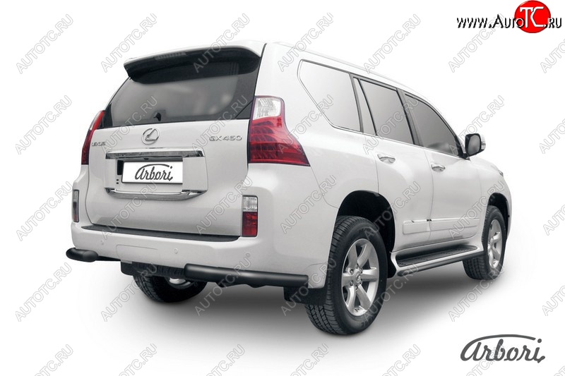 9 269 р. Защита заднего бампера Arbori (уголки, черная, 1 труба d76 mm). Lexus GX460 J150 дорестайлинг (2009-2013)  с доставкой в г. Королёв