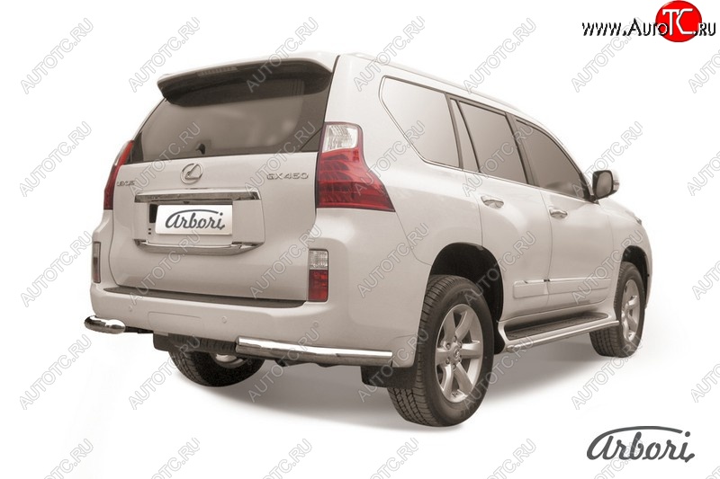 17 369 р. Защита заднего бампера Arbori (уголки, нержавейка, 1 труба d76 mm). Lexus GX460 J150 дорестайлинг (2009-2013)  с доставкой в г. Королёв