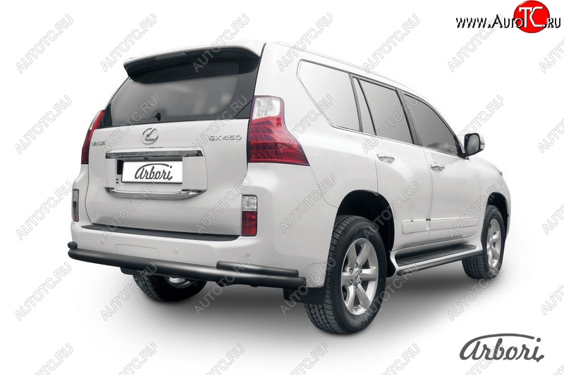 13 499 р. Защита заднего бампера Arbori (черная, 2 трубы d76 и 42 mm). Lexus GX460 J150 дорестайлинг (2009-2013)  с доставкой в г. Королёв