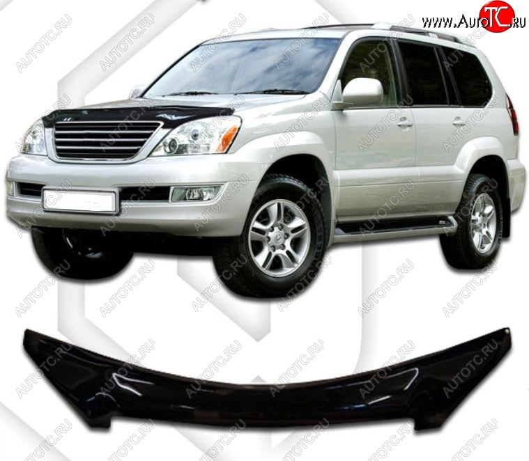 2 369 р. Дефлектор капота CA-Plastiс  Lexus GX470  J120 (2002-2007) дорестайлинг (Classic черный, Без надписи)  с доставкой в г. Королёв