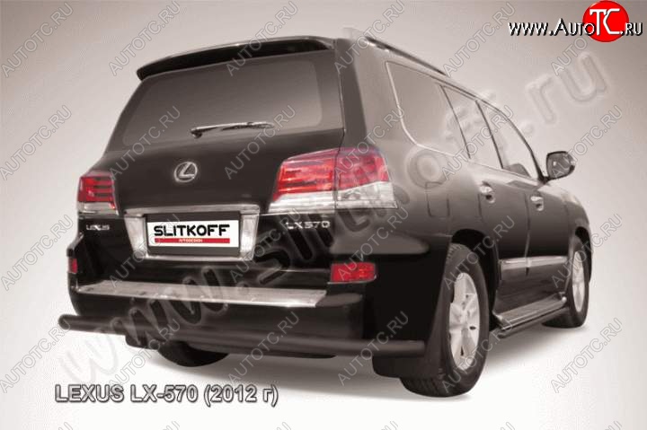 6 499 р. Защита заднего бампера из трубы d76 Slitkoff Lexus LX570 J200 1-ый рестайлинг (2012-2015) (Цвет: серебристый)  с доставкой в г. Королёв