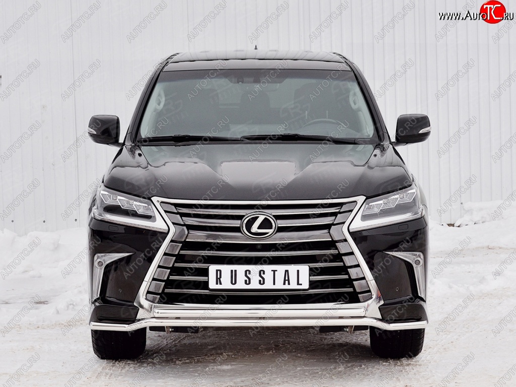 20 199 р. Защита переднего бампера (2 трубы Ø42 мм, нержавейка) Petroil Tuning  Lexus LX450d  J200 (2015-2022) 2-ой рестайлинг  с доставкой в г. Королёв