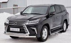 22 999 р. Защита переднего бампера (2 трубыØ63 и 42 мм, нержавейка) SLITKOFF Lexus LX450d J200 2-ой рестайлинг (2015-2022)  с доставкой в г. Королёв. Увеличить фотографию 2