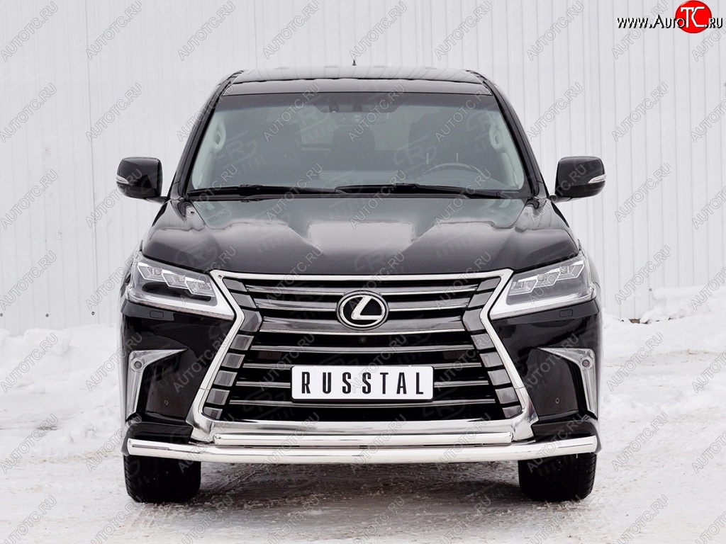 22 999 р. Защита переднего бампера (2 трубыØ63 и 42 мм, нержавейка) SLITKOFF Lexus LX450d J200 2-ой рестайлинг (2015-2022)  с доставкой в г. Королёв