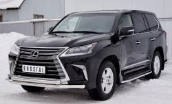 24 999 р. Защита переднего бампера (2 трубыØ63 мм, нержавейка) SLITKOFF Lexus LX450d J200 2-ой рестайлинг (2015-2022)  с доставкой в г. Королёв. Увеличить фотографию 2