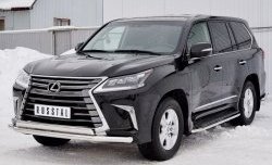 20 849 р. Защита переднего бампера (2 трубыØ63 и 75х42 мм, нержавейка) Russtal Lexus LX450d J200 2-ой рестайлинг (2015-2022)  с доставкой в г. Королёв. Увеличить фотографию 2