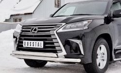 20 849 р. Защита переднего бампера (2 трубыØ63 и 75х42 мм, нержавейка) Russtal Lexus LX450d J200 2-ой рестайлинг (2015-2022)  с доставкой в г. Королёв. Увеличить фотографию 4