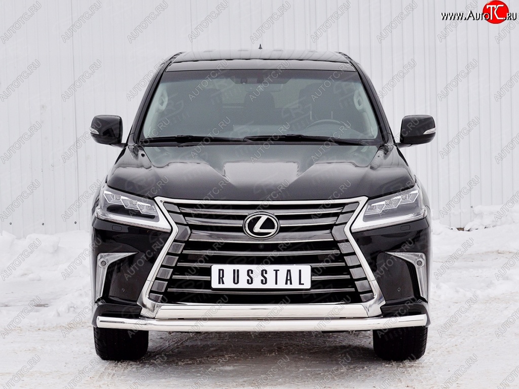 20 849 р. Защита переднего бампера (2 трубыØ63 и 75х42 мм, нержавейка) Russtal Lexus LX450d J200 2-ой рестайлинг (2015-2022)  с доставкой в г. Королёв