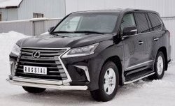 26 849 р. Защита переднего бампера (2 трубыØ76 и 63 мм, нержавейка) SLITKOFF  Lexus LX450d  J200 (2015-2022) 2-ой рестайлинг  с доставкой в г. Королёв. Увеличить фотографию 2