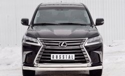 Защита переднего бампера (2 трубыØ76 и 63 мм, нержавейка) SLITKOFF Lexus (Лексус) LX450d (ЛХ)  J200 (2015-2022) J200 2-ой рестайлинг