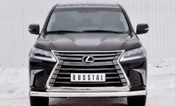 Защита переднего бампера (Ø76 мм, нержавейка) SLITKOFF Lexus (Лексус) LX450d (ЛХ)  J200 (2015-2022) J200 2-ой рестайлинг