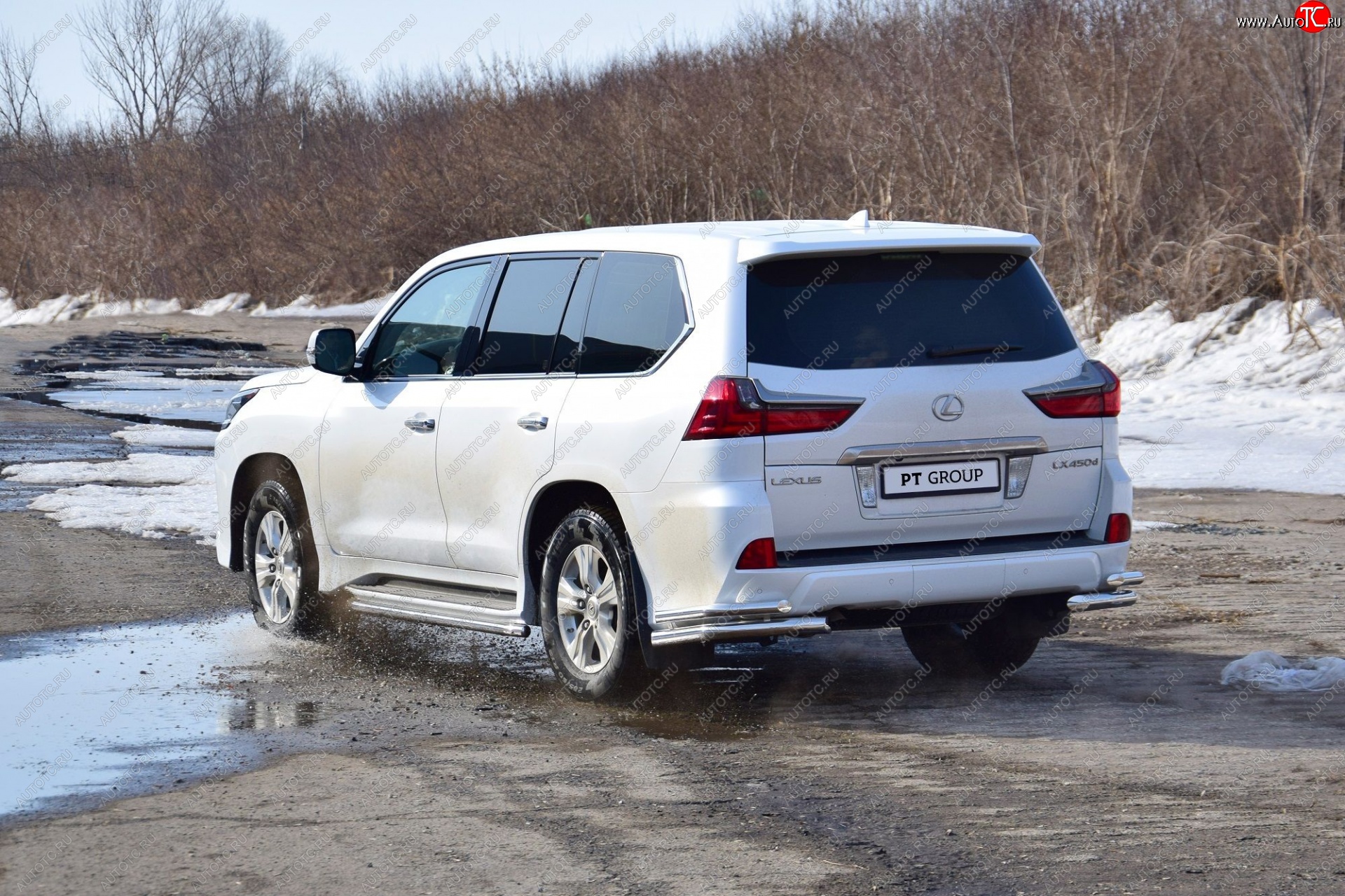 24 999 р. Защита заднего бампера Petroil Tuning (уголки двойные, d63/51) Lexus LX450d J200 2-ой рестайлинг (2015-2022) (Нержавеющая полированная сталь)  с доставкой в г. Королёв