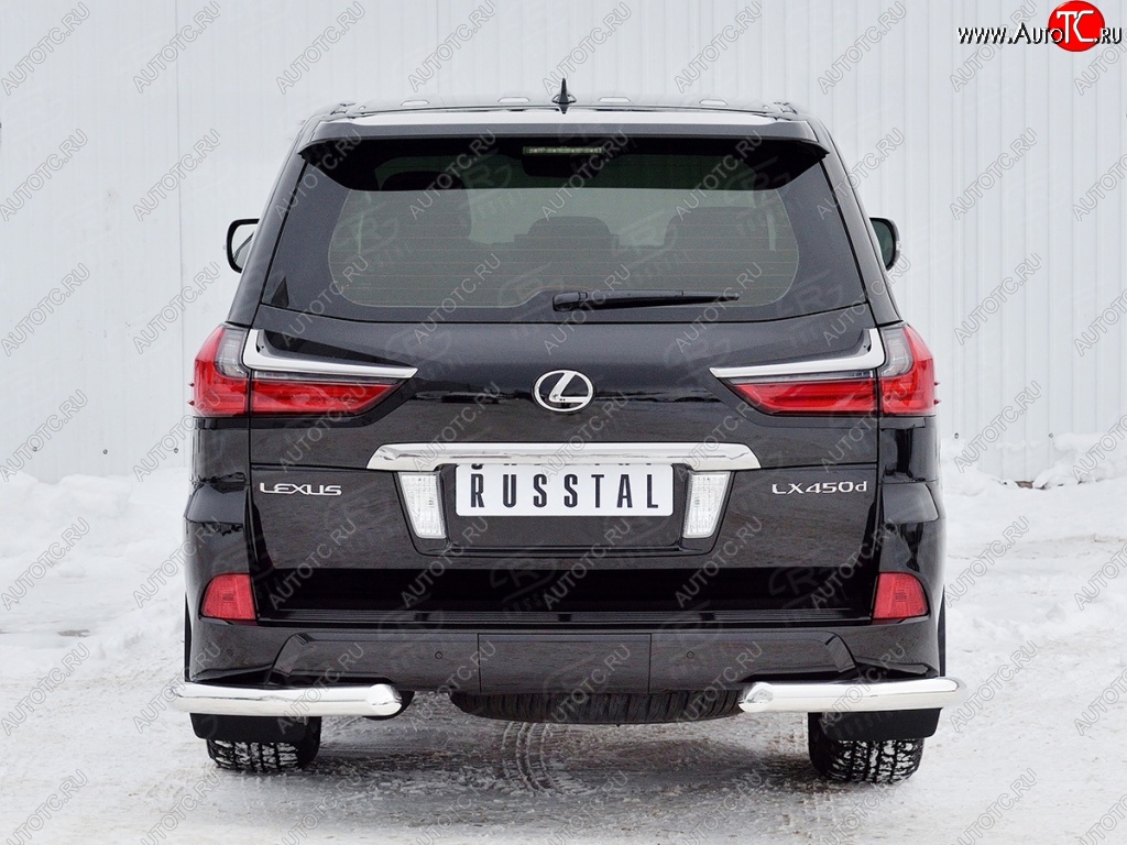 15 299 р. Защита заднего бампера (Ø76 мм уголки, нержавейка) SLITKOFF Lexus LX450d J200 2-ой рестайлинг (2015-2022)  с доставкой в г. Королёв