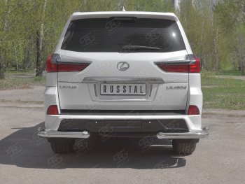 Защита заднего бампера (2 трубы Ø76 и 42 мм уголки, нержавейка) Lexus LX450d J200 2-ой рестайлинг (2015-2022)