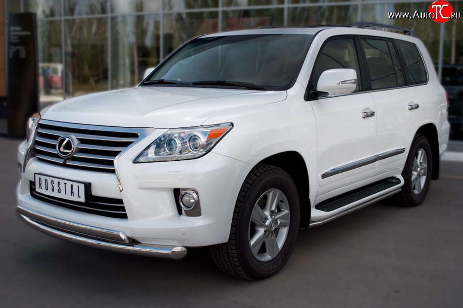 16 799 р. Защита порогов SLITKOFF из круглой трубы диаметром 42 мм (2012-н.в.) Lexus LX570 J200 дорестайлинг (2007-2012)  с доставкой в г. Королёв