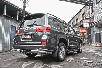 10 999 р. Защита заднего бампера WINBO (уголки, Ø76 и 38 мм, нержавейка) Toyota Land Cruiser 200 дорестайлинг (2007-2012)  с доставкой в г. Королёв. Увеличить фотографию 2