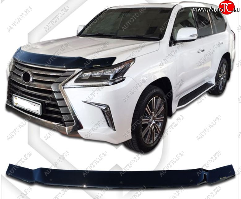 2 189 р. Дефлектор капота CA-Plastiс  Lexus LX570  J200 (2015-2022) 2-ой рестайлинг (Classic черный, Без надписи)  с доставкой в г. Королёв