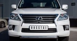 Одинарная защита переднего бампера диаметром 76 мм SLITKOFF Lexus (Лексус) LX570 (ЛХ)  J200 (2012-2015) J200 1-ый рестайлинг