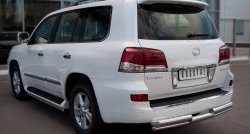 20 949 р. Защита заднего бампера (2 трубы Ø76 и 42 мм, нержавейка) SLITKOFF Lexus LX570 J200 1-ый рестайлинг (2012-2015)  с доставкой в г. Королёв. Увеличить фотографию 3