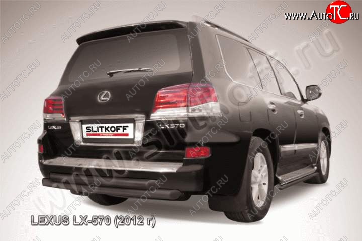 15 699 р. Защита заднего бампера из труб d76 Slitkoff (двойная) Lexus LX570 J200 1-ый рестайлинг (2012-2015) (Цвет: серебристый)  с доставкой в г. Королёв