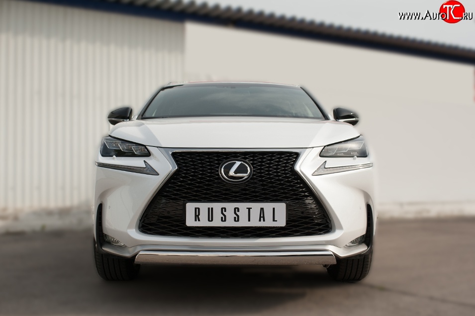 17 299 р. Защита переднего бампера (Ø75х42 мм, нержавейка, F-SPORT) Russtal Lexus NX200T Z10 (2014-2017)  с доставкой в г. Королёв