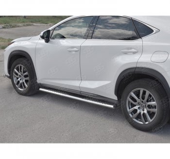 31 649 р. Пороги труба 120х60 Russtal (овал с проступью)  Lexus NX300h  Z10 (2014-2017) дорестайлинг  с доставкой в г. Королёв. Увеличить фотографию 1