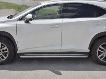 24 649 р. Порожки для ног (труба Ø42) SLITKOFF Lexus NX300h Z10 дорестайлинг (2014-2017) (лист алюм, проф. нерж)  с доставкой в г. Королёв. Увеличить фотографию 2