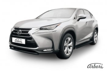 4 544 р. Защита переднего бампера Arbori (короткая, черная, 1 труба d57 mm). Lexus NX300h Z10 дорестайлинг (2014-2017)  с доставкой в г. Королёв. Увеличить фотографию 1