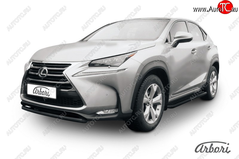 4 544 р. Защита переднего бампера Arbori (короткая, черная, 1 труба d57 mm). Lexus NX300h Z10 дорестайлинг (2014-2017)  с доставкой в г. Королёв