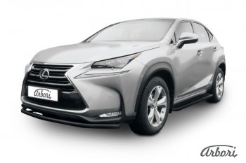 7 019 р. Защита переднего бампера Arbori (радиусная, черная, 1 труба d57 mm). Lexus NX300h Z10 дорестайлинг (2014-2017)  с доставкой в г. Королёв. Увеличить фотографию 1