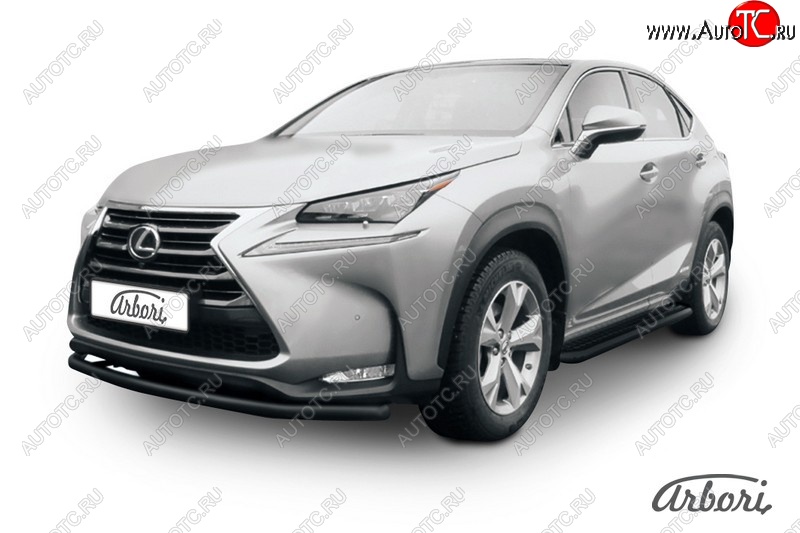 7 019 р. Защита переднего бампера Arbori (радиусная, черная, 1 труба d57 mm). Lexus NX300h Z10 дорестайлинг (2014-2017)  с доставкой в г. Королёв