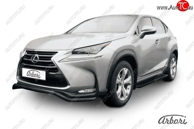 7 559 р. Защита переднего бампера Arbori (волна, черная, 1 труба d57 mm). Lexus NX300h Z10 дорестайлинг (2014-2017)  с доставкой в г. Королёв