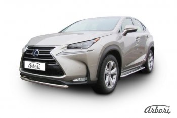 8 549 р. Защита переднего бампера Arbori (короткая, нержавейка, 1 труба d57 mm). Lexus NX300h Z10 дорестайлинг (2014-2017)  с доставкой в г. Королёв. Увеличить фотографию 2