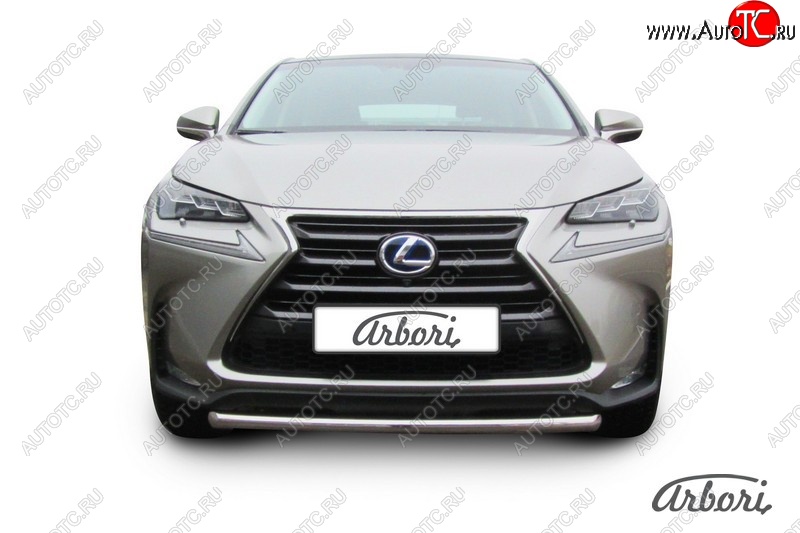 8 549 р. Защита переднего бампера Arbori (короткая, нержавейка, 1 труба d57 mm). Lexus NX300h Z10 дорестайлинг (2014-2017)  с доставкой в г. Королёв