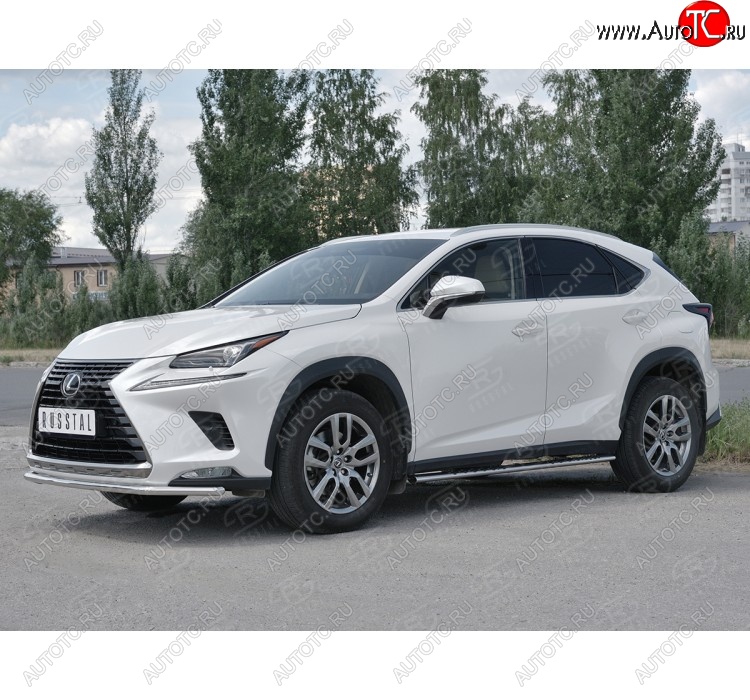 17 599 р. Защита переднего бампера (Ø42 мм, нержавейка) SLITKOFF Lexus NX300h Z10 дорестайлинг (2014-2017)  с доставкой в г. Королёв