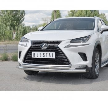 20 549 р. Защита переднего бампера (2 трубы Ø63 и 42 мм, нержавейка) SLITKOFF Lexus NX300h Z10 дорестайлинг (2014-2017)  с доставкой в г. Королёв. Увеличить фотографию 3