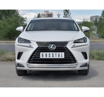 20 549 р. Защита переднего бампера (2 трубы Ø63 и 42 мм, нержавейка) SLITKOFF Lexus NX300h Z10 дорестайлинг (2014-2017)  с доставкой в г. Королёв. Увеличить фотографию 4