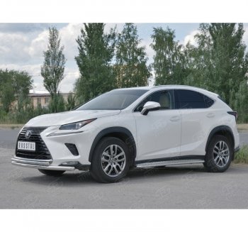 20 549 р. Защита переднего бампера (2 трубы Ø63 и 42 мм, нержавейка) SLITKOFF Lexus NX300h Z10 дорестайлинг (2014-2017)  с доставкой в г. Королёв. Увеличить фотографию 1