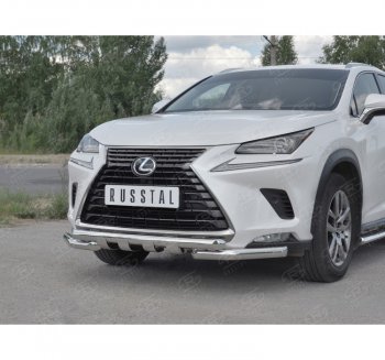 27 999 р. Защита переднего бампера (Ø63 мм с клыками, нержавейка) SLITKOFF Lexus NX300h Z10 дорестайлинг (2014-2017)  с доставкой в г. Королёв. Увеличить фотографию 3