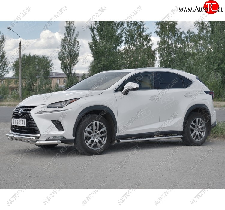 27 999 р. Защита переднего бампера (Ø63 мм с клыками, нержавейка) SLITKOFF Lexus NX300h Z10 дорестайлинг (2014-2017)  с доставкой в г. Королёв