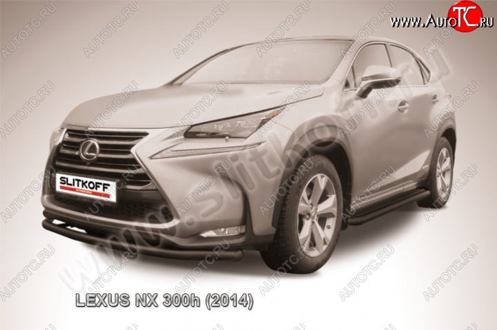 10 449 р. Защита переднего бампера из трубы d57 Slitkoff (радиусная) Lexus NX300h Z10 дорестайлинг (2014-2017) (Цвет: серебристый)  с доставкой в г. Королёв