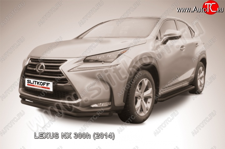 9 999 р. Защита переднего бампера из трубы d57 Slitkoff (дуга) Lexus NX300h Z10 дорестайлинг (2014-2017) (Цвет: серебристый)  с доставкой в г. Королёв