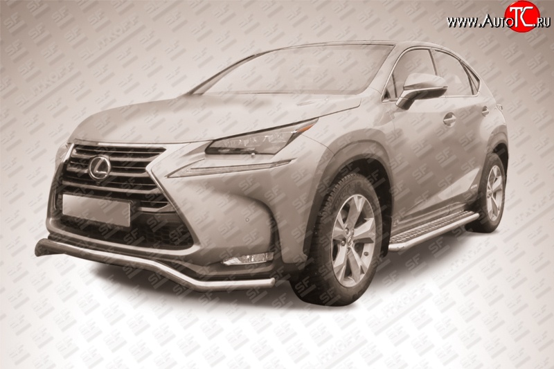 14 449 р. Фигурная защита переднего бампера диаметром 57 мм Slitkoff Lexus NX300h Z10 дорестайлинг (2014-2017) (Нержавейка, Полированная)  с доставкой в г. Королёв