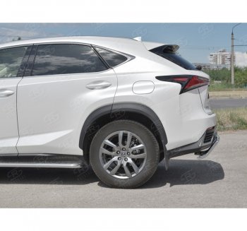 17 749 р. Защита заднего бампера (Ø42 мм волна, нержавейка) SLITKOFF Lexus NX300h Z10 дорестайлинг (2014-2017)  с доставкой в г. Королёв. Увеличить фотографию 2