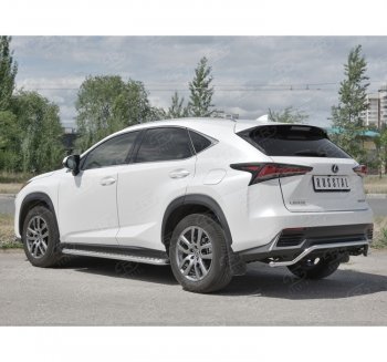 Защита заднего бампера (Ø42 мм волна, нержавейка) SLITKOFF Lexus NX300h Z10 дорестайлинг (2014-2017)