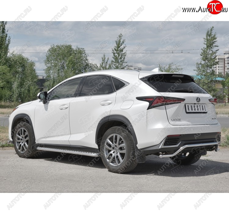 17 749 р. Защита заднего бампера (Ø42 мм волна, нержавейка) SLITKOFF Lexus NX300h Z10 дорестайлинг (2014-2017)  с доставкой в г. Королёв