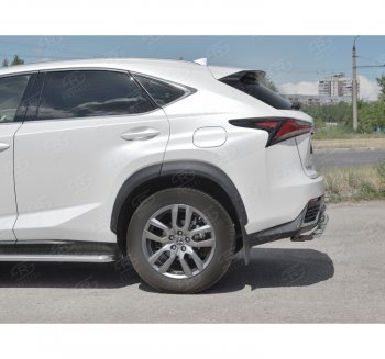 21 849 р. Защита заднего бампера (2 трубы Ø63 и 42 мм, нержавейка) SLITKOFF Lexus NX300h Z10 дорестайлинг (2014-2017)  с доставкой в г. Королёв. Увеличить фотографию 2