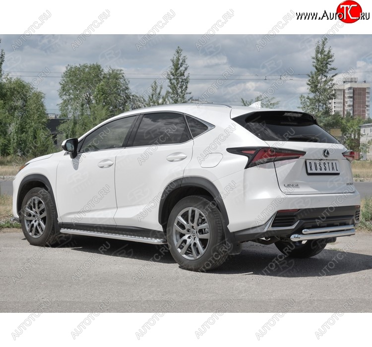 21 849 р. Защита заднего бампера (2 трубы Ø63 и 42 мм, нержавейка) SLITKOFF Lexus NX300h Z10 дорестайлинг (2014-2017)  с доставкой в г. Королёв